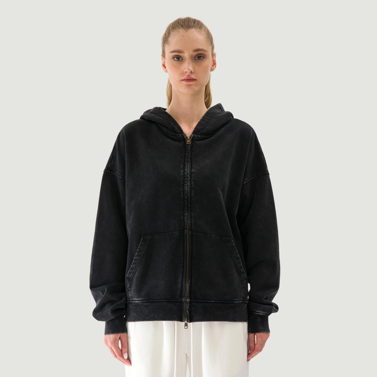 Y27 UNISEX SNOW WASH  — FULL-ZIP HOODIE [440 GSM]